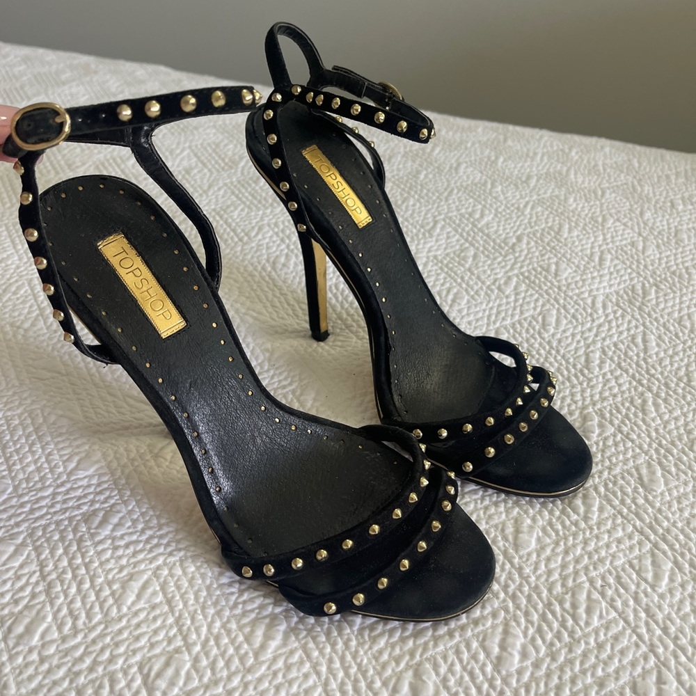 Suede Stud Strappy Heels
